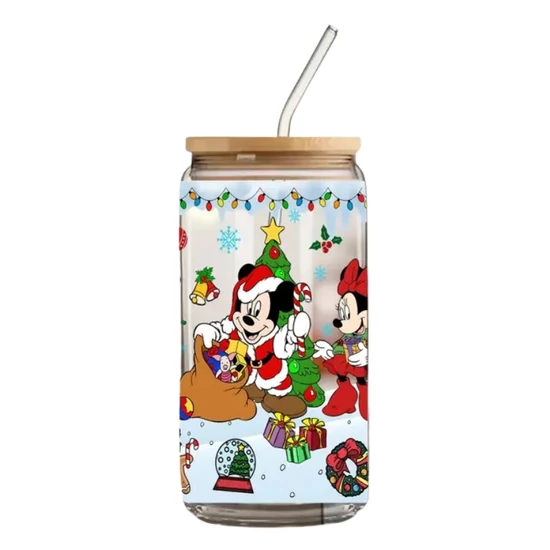 Disney karácsonyi üvegpohár Mickey és Minnie mintával 470ml LL565881