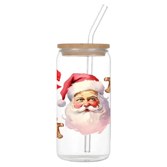 Karácsonyi üvegpohár Mikulás és mézeskalács mintával 470ml MB443922