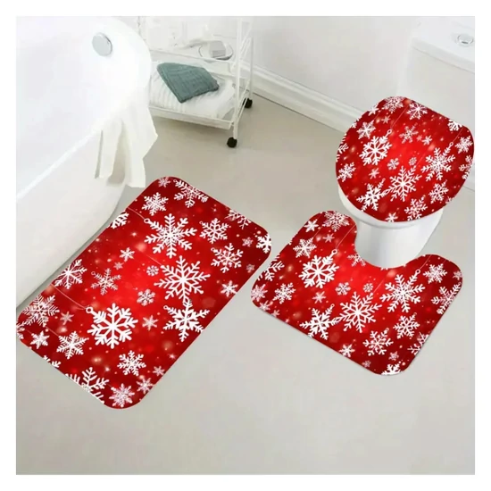 3 részes Karácsonyi hópehely mintás fürdőszoba szett PG366072