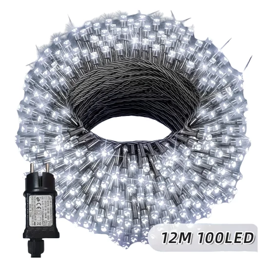 Karácsonyi LED fényfüzér – 12 m, 100 LED, hideg fehér QA3709463-6