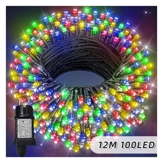 Karácsonyi LED fényfüzér – 12 m, 100 LED, színes QA3709463-9