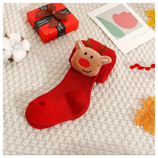 1 pár gyermek karácsonyi harisnyanadrág – piros, pamutkeverék GB314149-11