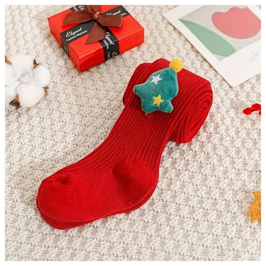 1 pár gyermek karácsonyi harisnyanadrág – piros, pamutkeverék GB314149-6