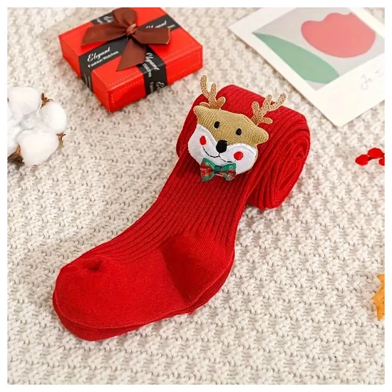 1 pár gyermek karácsonyi harisnyanadrág – piros, pamutkeverék GB314149-9