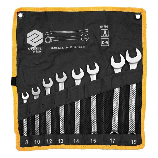 Vorel Csillag-villáskulcs készlet CrV – 8 darabos, 6–19 mm TO-51705