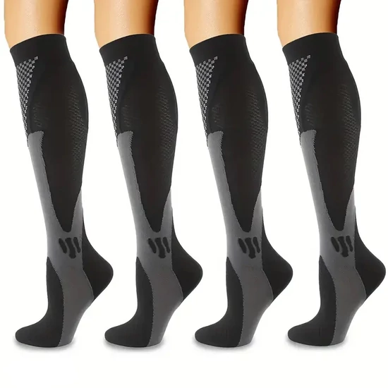 3 pár fekete-szürke kompressziós zokni 601101301163888