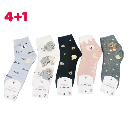 4+1 Női zokni - Maci mintás 35-38 MP3513