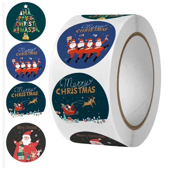 Karácsonyi öntapadós matrica szett – 500 db, 25 mm NNK14