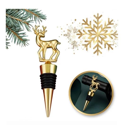 Borosüveg dugó – Arany szarvas motívummal (3 × 11,4 cm) AB04