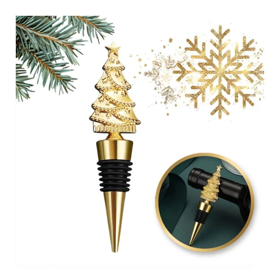 Borosüveg dugó – Arany karácsonyfa motívummal AB06