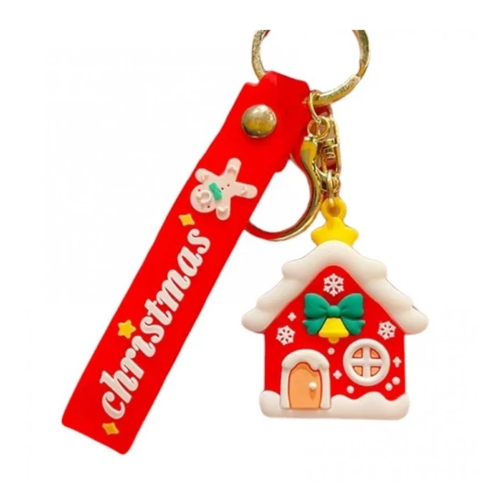 Karácsonyi kulcstartó karabinerrel – Mézeskalács házikó motívum BRL344