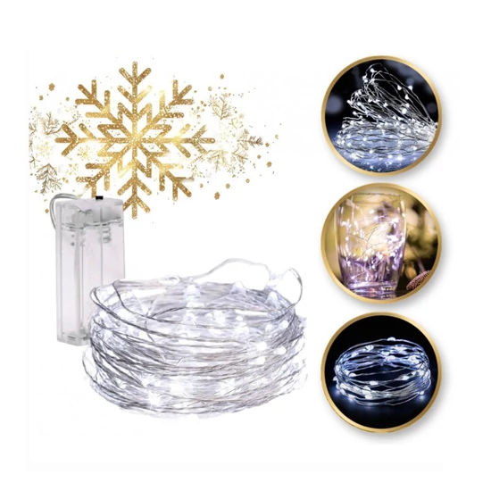 Fényfüzér 20 LED-es hideg fehér lámpa dróton – LAMP25B