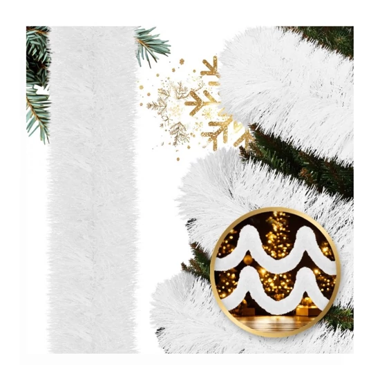 Karácsonyi fehér girland – 6 m × 13 cm WOZ31