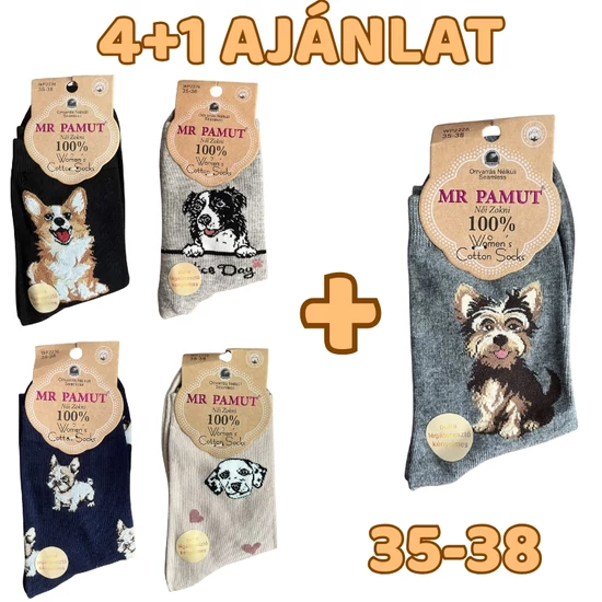 4+1 Női kutyás zokni 35-38 WP2226