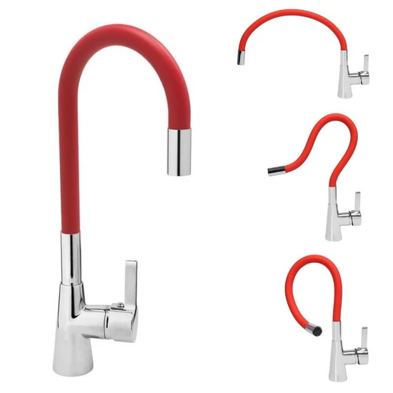 Kitchen faucet flexible — piros (mosogatócsaptelep, sárgaréz) TO-75707