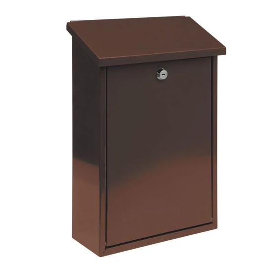 Postaláda 400 × 250 × 100 mm — barna, acél 0,6 mm, 2 kulccsal TO-78572