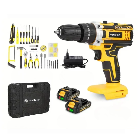 MellWin akkus fúró készlet – 21V, 2 akkumulátorral, 44 tartozékkal és kofferben CE3287149-4