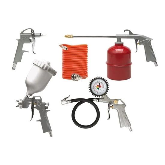 5 részes festékszóró és kompresszoros pisztoly készlet TO-81638