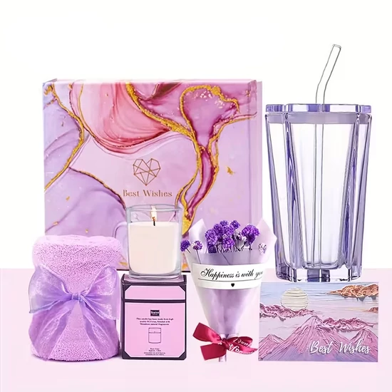 Ajándékcsomag nőknek – lila wellness és kényeztető szett QP2413542