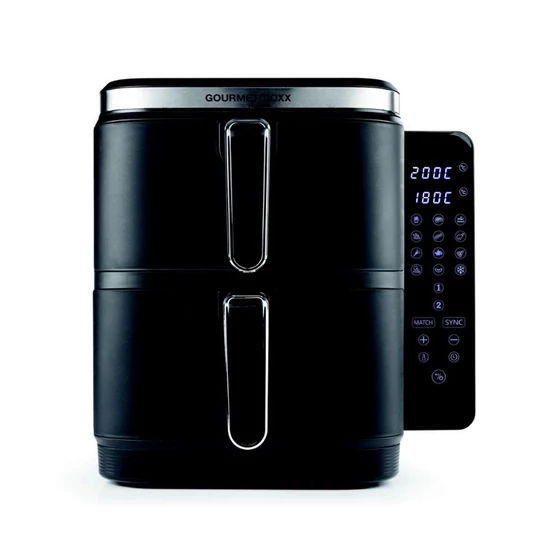 GOURMETMAXX Forrólevegős fritőz/ Airfryer Kétkamrás Függőleges 2x5L 2800W DS15305-L