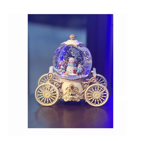 Hógömb szán motívummal és LED világítással – karácsonyi dísz HG-01