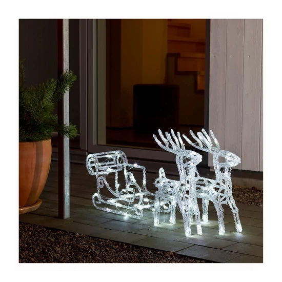 LED-es rénszarvas szánnal – kültéri karácsonyi dekoráció RSZ-02