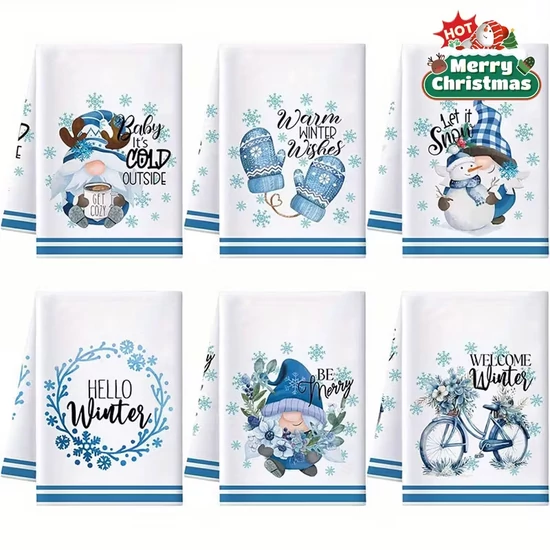 Karácsonyi konyharuha szett – 6 darabos, téli mintákkal YH4154930