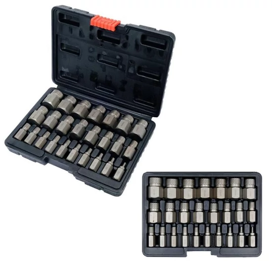 Törött csavar és anya kiszedő készlet – 25 részes, CrV acélból YT-06034