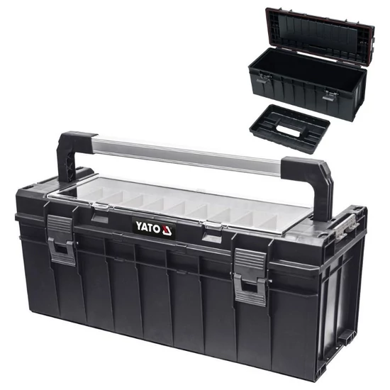 Műanyag szerszámos láda rendezővel – 650 × 270 × 272 mm YT-09184