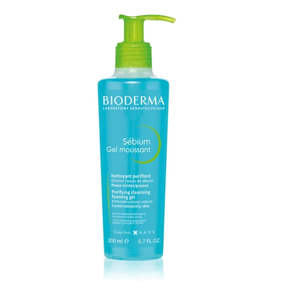 Bioderma Sébium tisztító gél Purifying Cleansing Foaming Gel Pump 200 ml 116716