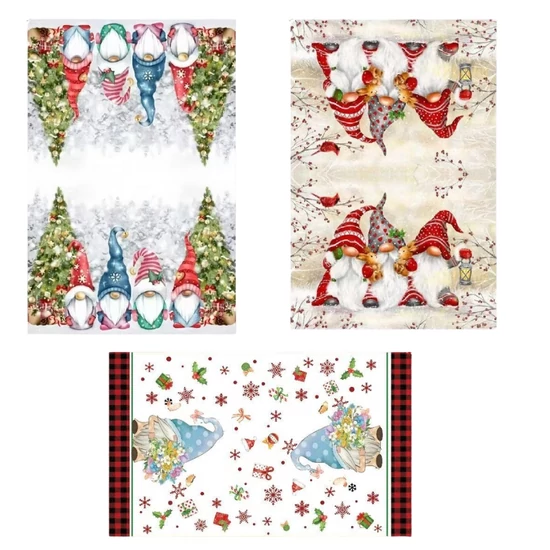 3 darabos karácsonyi konyharuha szett manós mintával KK-3