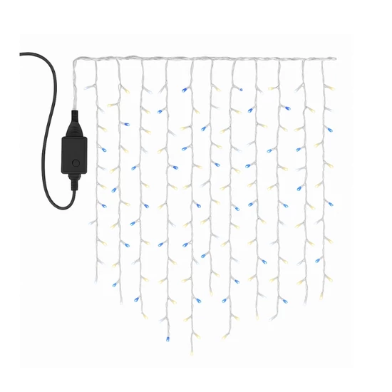 LED jégcsap fényfüzér – 600 LED, 30 méter (fehér, kék és sárga fényű) LI-600
