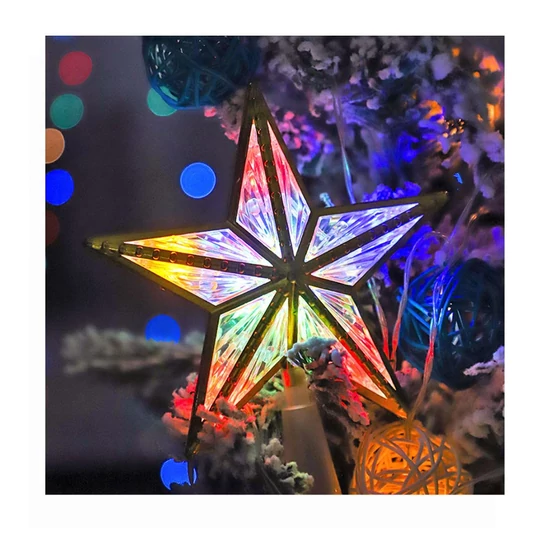 XHUA S042 LED csillagfadísz – színes fény, 21 cm