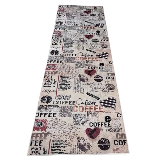 Konyhai Szőnyeg Kávés mintával | Bézs 80x150