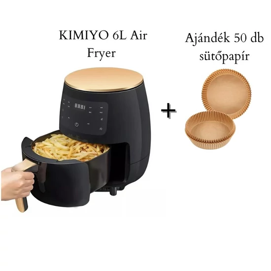 KIMIYO Air Fryer olaj nélküli sütő 2400W 6L + Air Fryer sütőpapír 50 db