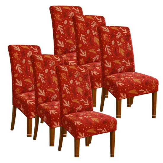 Karácsonyi székhuzat szett – 6 db, piros, rugalmas, 50×40×40 cm 00026638