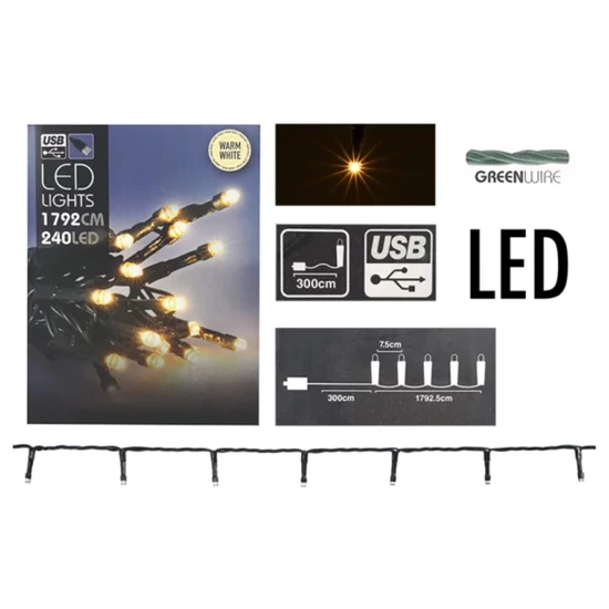 LED fényfüzér 18m meleg fehér 25421