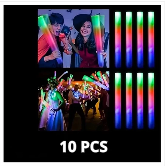 Világító hab pálca készlet – 10 db színes LED fényrúd LE583184 BP646752 BP646752-10    