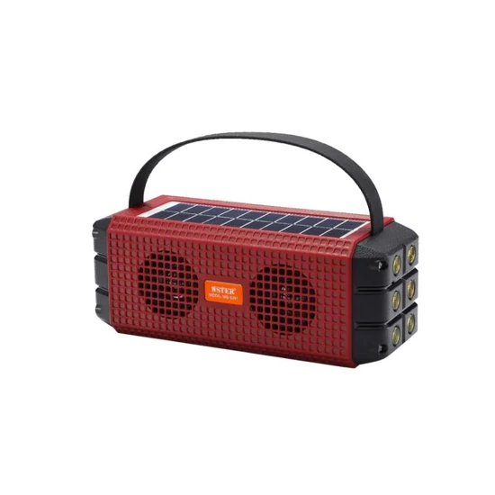 WSTER hordozható Bluetooth hangszóró – napelemes töltéssel és LED zseblámpával WS-5391