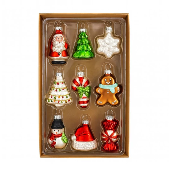 9 darabos üveg karácsonyfadísz készlet BSN64