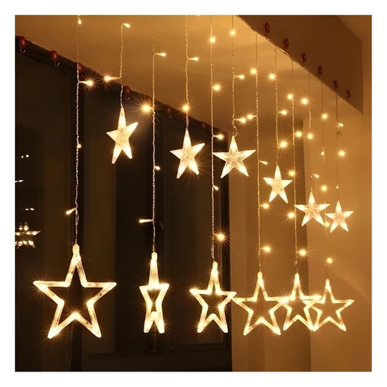 LED fényfüggöny csillag formákkal – 2,5 m, 120 LED, melegfehér fény CH-9532