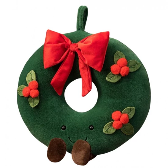 Karácsonyi koszorús díszpárna masnival – 45 × 40 cm PDS18