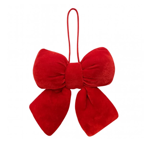 Piros bársony masni – karácsonyi dekoráció 14 × 12,5 cm WOZ41
