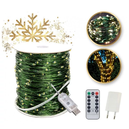 Kültéri/beltéri karácsonyi drótos fényfüzér 500 LED, 50 m, meleg fehér – LAMP36CB