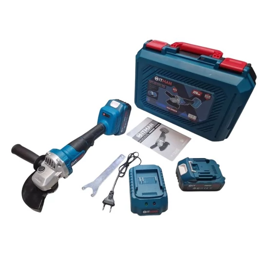 Hitman Akkumulátoros, fordulatszám szabályzós sarokcsiszoló –  2 db akkumulátorral HT-BAG-7432
