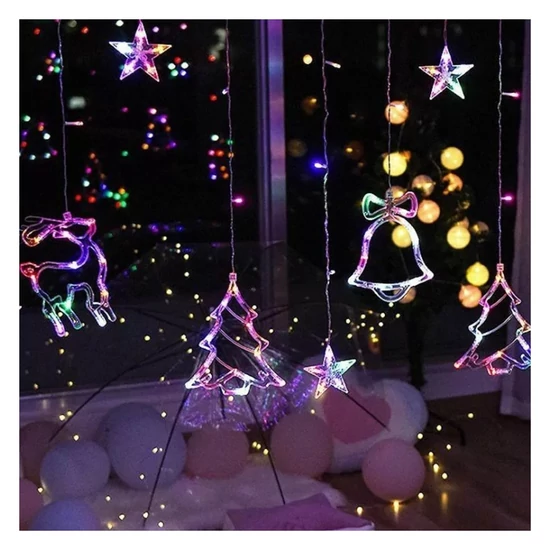 LED karácsonyi fényfüzér – színes harangok és egyéb díszek DN-66