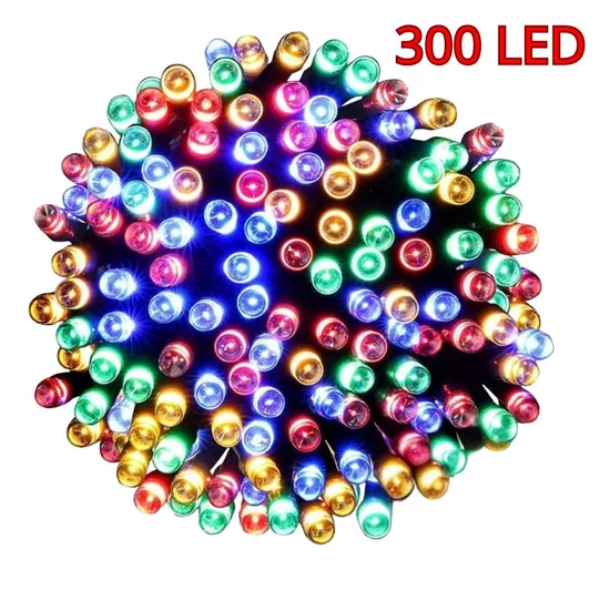 Többszínű karácsonyfa fényfüzér, 300 LED, 8 program 26213