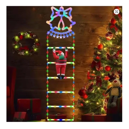 Mikulás dekoráció létrán, csengő díszítéssel T0420