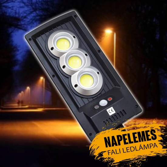 Napelemes kültéri LED lámpa, mozgásérzékelővel 3 ledes