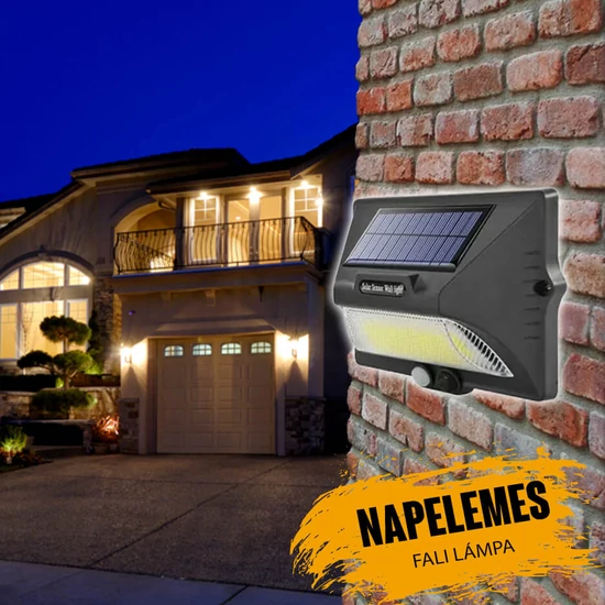 Mozgásérzékelős napelemes fali lámpa